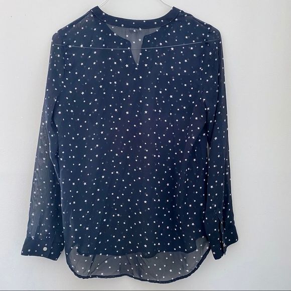Old Navy sheer navy star print popover top - Picture 4 of 5